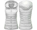 Women's Winter Down Vest Jacket Lightweight Quilted Loose Versatile Hooded Vest-navy blue