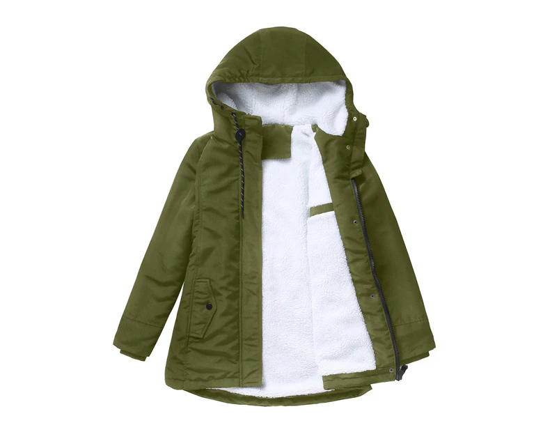 Women's Warm Winter Coat Thicken Fleece Lined Parka Plus Size Jacket With Hood-ArmyGreen