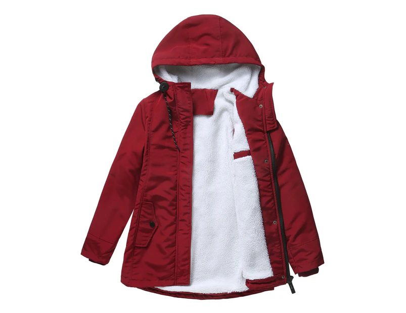 Women's Warm Winter Coat Thicken Fleece Lined Parka Plus Size Jacket With Hood-Jujube