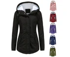 Women's Warm Winter Coat Thicken Fleece Lined Parka Plus Size Jacket With Hood-Violet