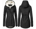 Women's Warm Faux Fur Hooded Coat Long Sleeve Wool Lined Winter Coat Parka Coat Jacket-Pickup Red