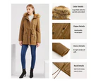 Women's Quilted Winter Coat Warm Puffer Jacket Thicken Parka with Removable Hood-Military green