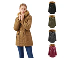 Women's Quilted Winter Coat Warm Puffer Jacket Thicken Parka with Removable Hood-Military green