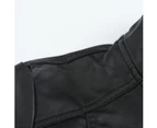 Women's imitation leather jacket short PU padded Slim zipper motorcycle biker jacket -Claret