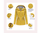 Women's Lightweight Raincoat Waterproof Windbreaker Striped Lined Outdoor Hooded Windbreaker-Bright yellow