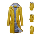 Women's Lightweight Raincoat Waterproof Windbreaker Striped Lined Outdoor Hooded Windbreake-yellow