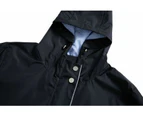 Women's Lightweight Raincoat Waterproof Windbreaker Striped Lined Outdoor Hooded Windbreake-black