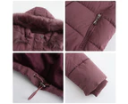 Women's Full Zipper Winter Coat Warm Sandwich Jacket with Removable Fur Hood with Pockets-Navy blue