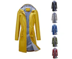 Women's Lightweight Raincoat Waterproof Windbreaker Striped Lined Outdoor Hooded Windbreake-Navy blue