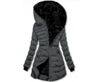Women's Long Puffer Coat Thickened Winter Coat Warm Puffy  Zipper model Coat with Detachable Hood-grey
