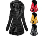 Women's Long Puffer Coat Thickened Winter Coat Warm Puffy  Zipper model Coat with Detachable Hood-black