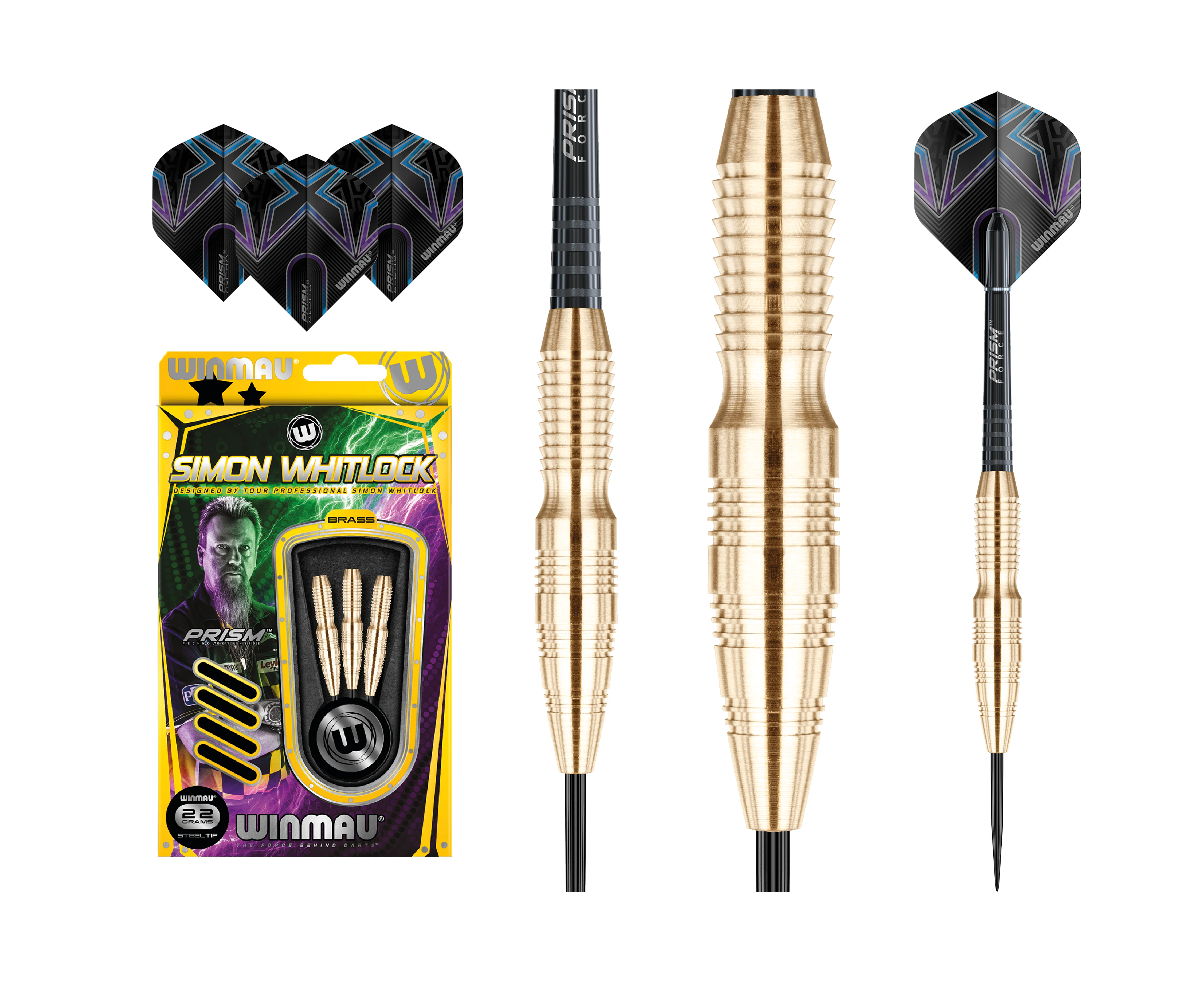 Winmau Dart Board Brass Darts Simon Whitlock Steel Tip 22 Gram