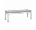 Manly White Aluminium Outdoor Faux Wood Top Bench With Light Grey Cushion (set Of Two)