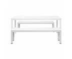 Manly 3 Piece White Aluminium Outdoor Bench Dining Set With Grey Cushion