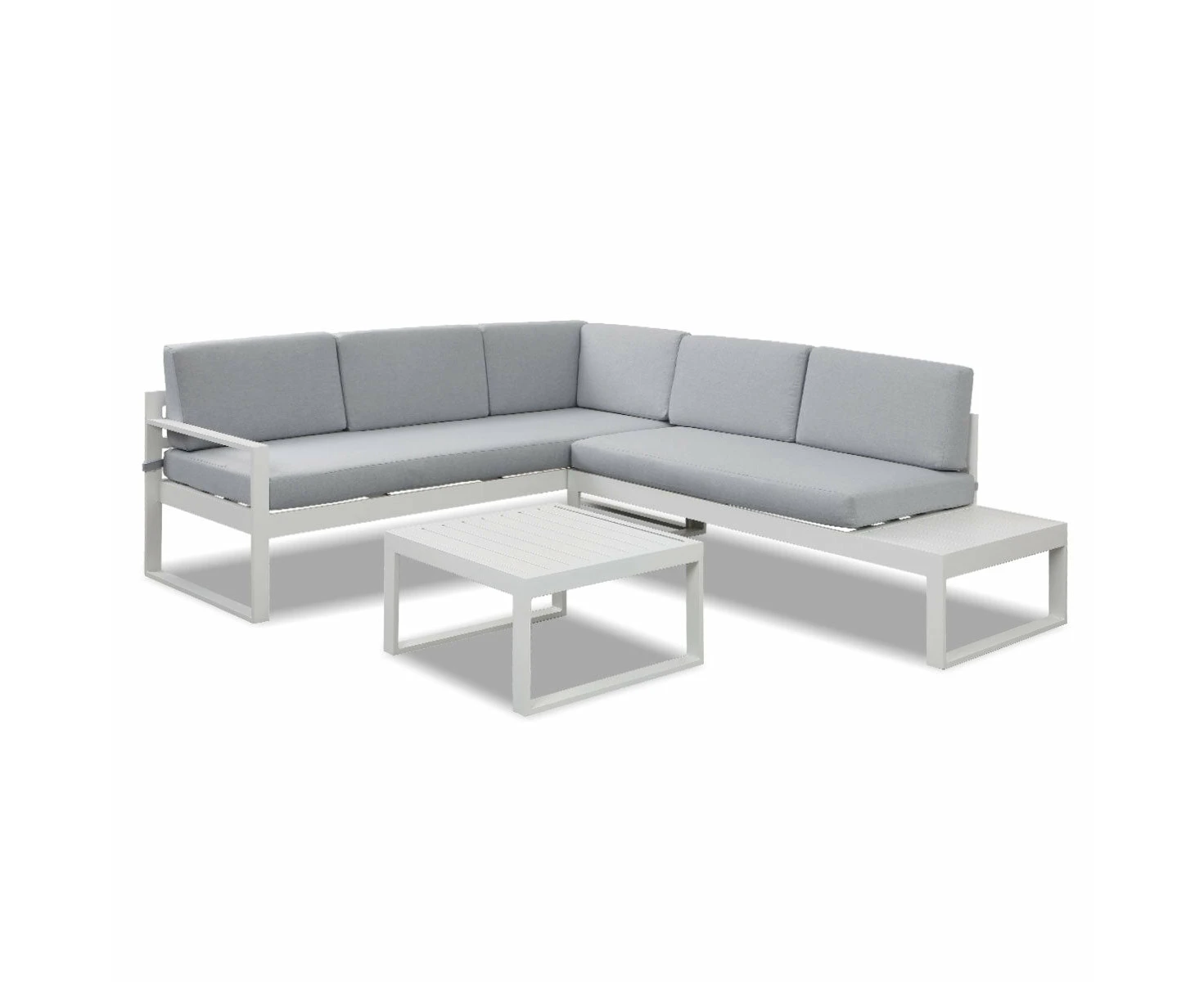 Milano White Aluminium Sofa Lounge Set Light Grey Cushion