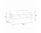 Paris 3 Seater White Aluminium Outdoor Sofa Lounge With Arms Grey Cushion