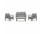 Manly 4 Seater Charcoal Aluminium Sofa Lounge Set Grey Cushion