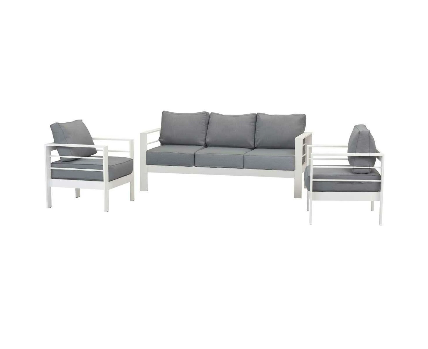 Paris 5 Seater White Aluminium Sofa Lounge Grey Cushion