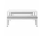 Manly 3 Piece White Aluminium Outdoor Bench Dining Set With Light Grey Cushion