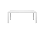Manly White Aluminium Outdoor Dining Table With Faux Wood Top (180x95cm)