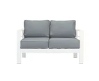 Paris 4 Seater White Aluminium Sofa Lounge Grey Cushion