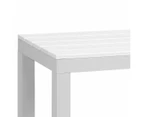 Manly White Aluminium Outdoor Faux Wood Top Bench With Light Grey Cushion (set Of Two)