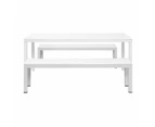 Manly 3 Piece White Aluminium Outdoor Bench Dining Set With Light Grey Cushion