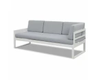 Milano White Aluminium Sofa Lounge Set Light Grey Cushion