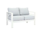 Paris 4 Seater White Aluminium Sofa Lounge Light Grey Cushion