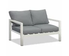 Manly 4 Seater White Aluminium Sofa Lounge Set Grey Cushion