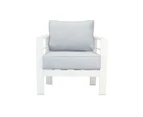 Paris 4 Seater White Aluminium Sofa Lounge Light Grey Cushion