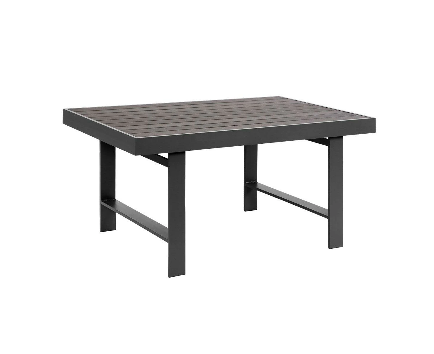 Paris Charcoal Aluminium Outdoor Dining Table With Faux Wood Top (130x80cm)