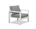 Manly 4 Seater White Aluminium Sofa Lounge Set Grey Cushion