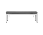 Manly White Aluminium Outdoor Faux Wood Top Bench With Grey Cushion (set Of Two)