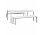 Manly 3 Piece White Aluminium Outdoor Bench Dining Set With Light Grey Cushion