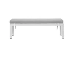 Manly White Aluminium Outdoor Faux Wood Top Bench With Light Grey Cushion (set Of Two)