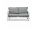 Manly 4 Seater White Aluminium Sofa Lounge Set Grey Cushion