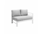 Paris 6 Seater White Aluminium L Shaped Sofa Lounge Set Light Grey Cushion