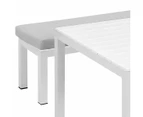 Manly 3 Piece White Aluminium Outdoor Bench Dining Set With Light Grey Cushion