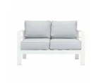 Paris 4 Piece White Aluminium Sofa Lounge Set Light Grey Cushion
