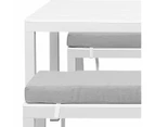 Manly 3 Piece White Aluminium Outdoor Bench Dining Set With Light Grey Cushion