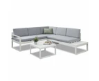 Milano White Aluminium Sofa Lounge Set Light Grey Cushion