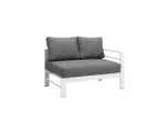 Paris 6 Seater White Aluminium L Shaped Sofa Lounge Set Grey Cushion