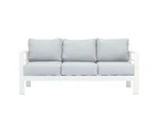 Paris 5 Seater White Aluminium Sofa Lounge Suite Light Grey Cushion