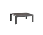 Paris Charcoal Aluminium Outdoor Coffee Table With Faux Wood Top (110x62cm)
