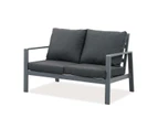 Florence 2 Seater Charcoal Aluminium Outdoor Sofa Lounge With Arms Dark Grey Cushion