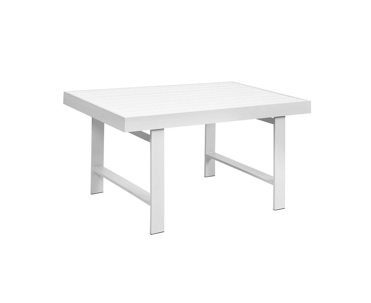 Paris White Aluminium Outdoor Dining Table With Faux Wood Top (130x80cm)