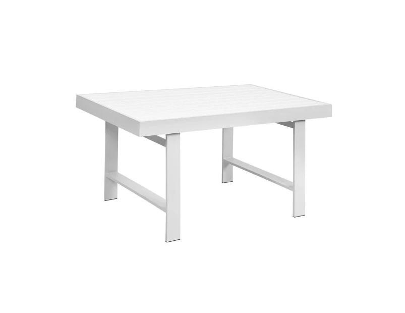 Paris White Aluminium Outdoor Dining Table With Faux Wood Top (130x80cm)