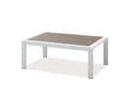 Florence White Aluminium Outdoor Coffee Table With Faux Wood Top