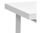 Paris White Aluminium Outdoor Dining Table With Faux Wood Top (130x80cm)